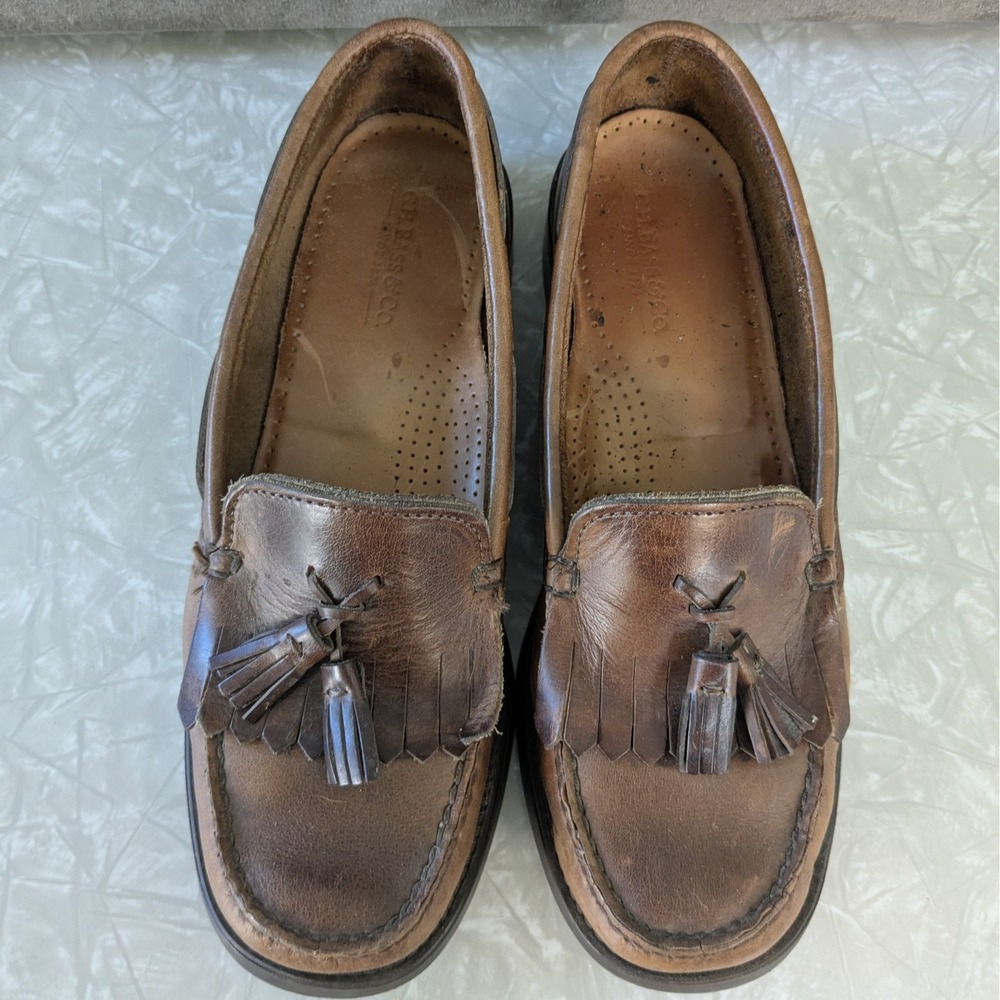 GH Bass Strout Kiltie Tassel Loafers Mens 6.5 Brown Leather Slip On Dress Shoes